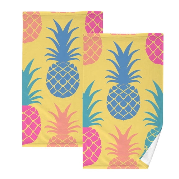 Pineapples Colorful Hand Towel Bath Towels Face Towels Cotton Absorbent for Home Hotel Spa Swimming Yoga Sports Decorative Towel Set of 2