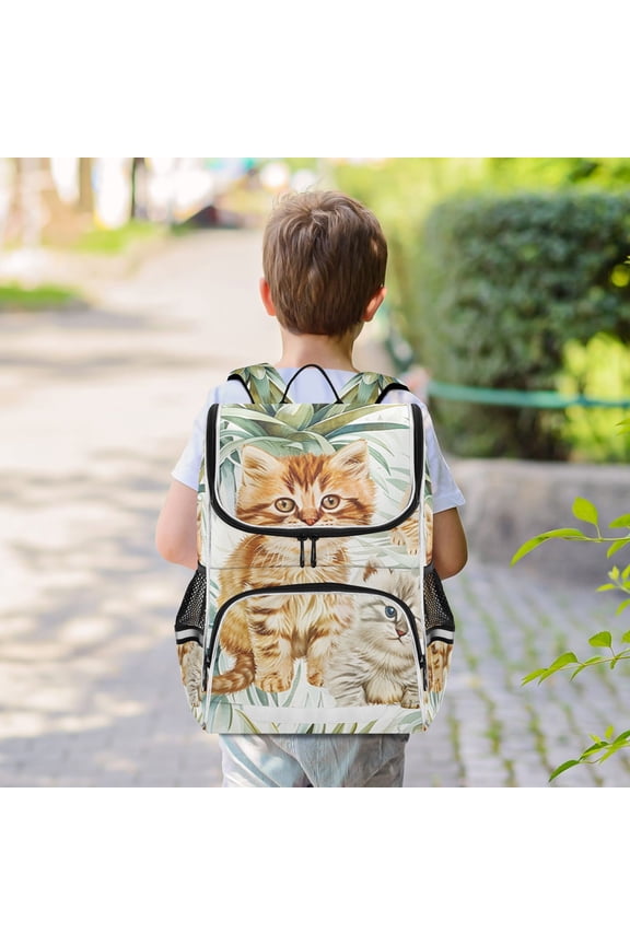 Pineapples Cute Kittens Cats Backpack Big Laptop Backpack Casual Daypack Quilted Large Capacity Large Bookbags