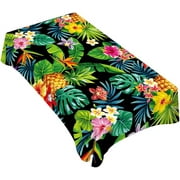 Pineapples Decorative Rectangle Tablecloth Hawaii Pineapples Palm Leaves Flowers Polyester Table Cloths Kitchen Table Cover for Dining BBQ Picnic Coffee Table 60 x 84 Inch 6-8 Seats