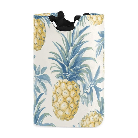Pineapples Leaves Soft Pastel Laundry Basket with Handles Foldable Laundry Hamper Freestanding Washing Bin 50L
