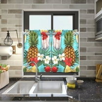 Pineapples Lemons Floral Leaves Kitchen Curtains Half Tier Curtain 2 Rod Pockets Bathroom Bedroom Cupborad Living Room 27"x24"