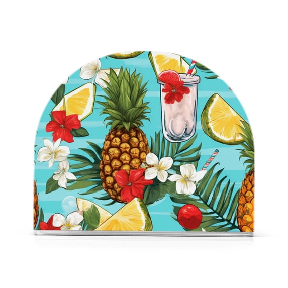 Pineapples Lemons Floral Leaves Napkin Holder for Table Clear Napkin Stand Paper Holder Acrylic Organizer Dispenser Napkins for Dinner Kitchen Restaurant Room