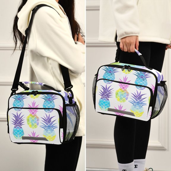 Pineapples Lunch Bag Cooler Bag Cooling Tote Portable Shoulder Strap Interior Pockets for Picnic Travel
