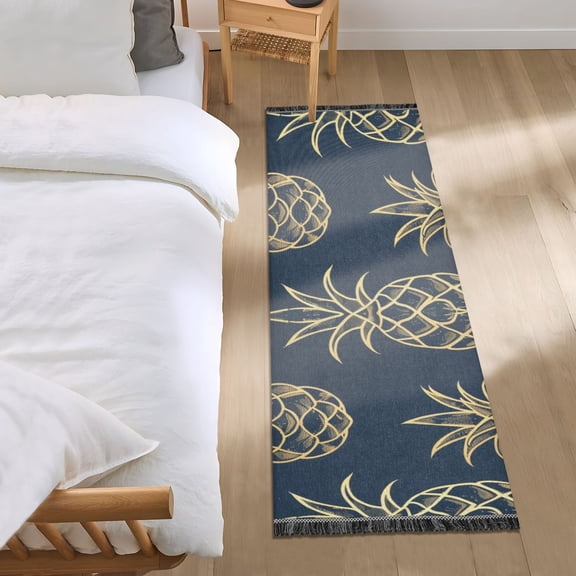 Pineapples Outline Runner Area Rug 2x6 Soft Non-Slip Washable Bedside Carpet for Hallway Bedroom Living Room Home Decor