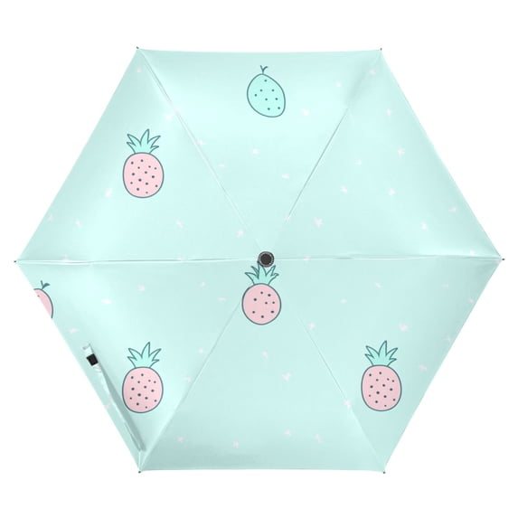 Pineapples Pattern Folding Umbrella UV50+ Waterproof Sun Protection Auto Open Close Compact Fiberglass Frame