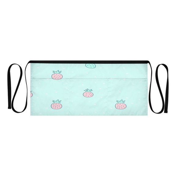 Pineapples Pattern Multi Pocket Short Apron Waterproof, Adjustable 96.5in Belt for various occasions
