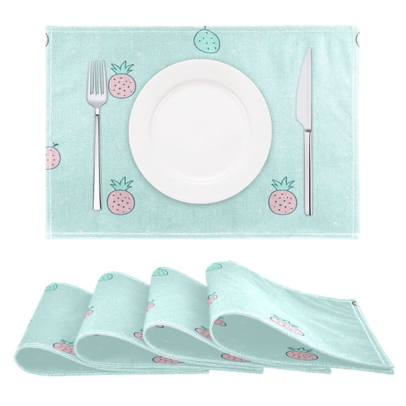 Pineapples Pattern Reversible Placemat Non Slip Coffee Mat 18x12 Inch for Dining, Kitchen, Coffee