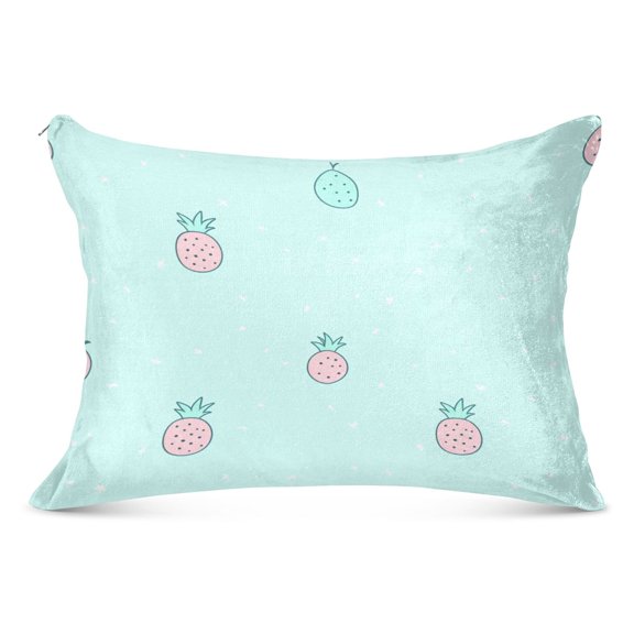 Pineapples Pattern Soft Plush Pillow Cover, Zippered Design, Comfortable for Bedroom and Sofa