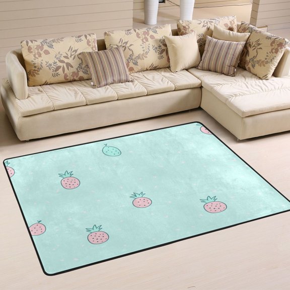 Pineapples Pattern Soft Polyester Area Rug 36''x24'', Non Slip, Memory Foam, Water Absorbent