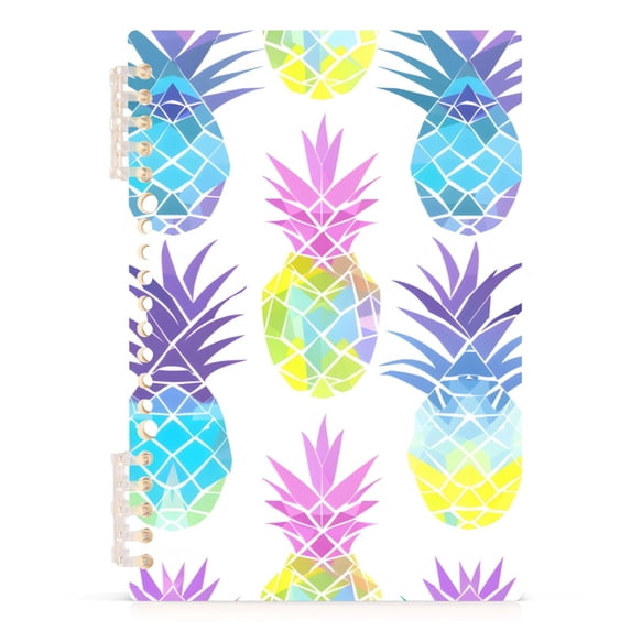 Pineapples Ring Binder Notebook Journey Note Diary College Ruled Spiral Notebook Study Loose Leaf Paper A5 60 Pages