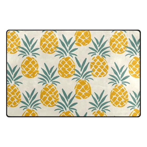 Pineapples Seamless Pattern Memory Foam Area Rug 31"x20" Non Slip, Absorbent, Fade Proof for Living Room, Bedroom, Office