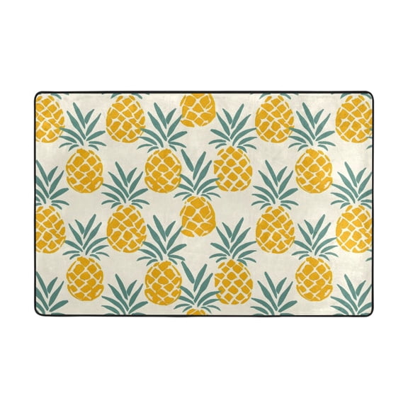 Pineapples Seamless Pattern Rug 72x48in Memory Foam Absorbent Non Slip Plush for Living Room Office Bedroom