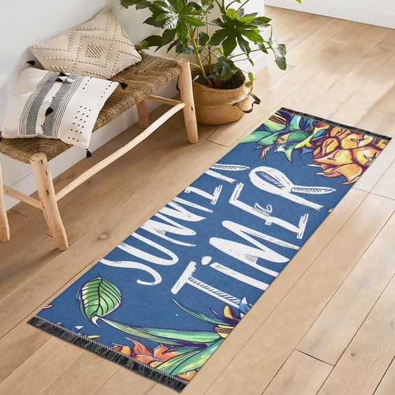 Pineapples Summer Time Runner Rug Machine Washable Area Rugs Carpet Non Slip Entryway Mat for Bedroom Entryway Front Door