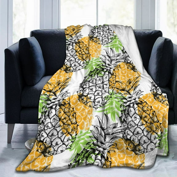 Pineapples Throw Blankets, Gifts for Adult Blanket, Lightweight Cozy Warm Flannel Blankets Throw for Home Decor Bed Couch 40"x30"