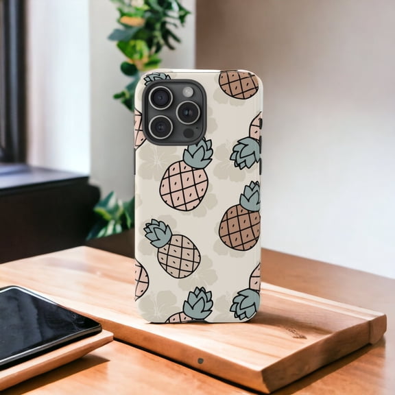 Pineapples Tropical Boho Pineapple Art Aesthetic Tough Phone Case, Dual-Layer Protective Cover for iPhone