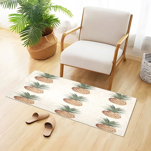 Pineapples Vintage Color Plush Carpet Non Slip Runner Rug Absorbent Bath Mat 39" x 20"