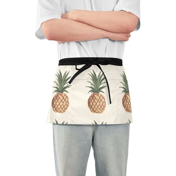 Pineapples Vintage Color Short Server Apron with 3 Pockets for Unisex Chef Gardening