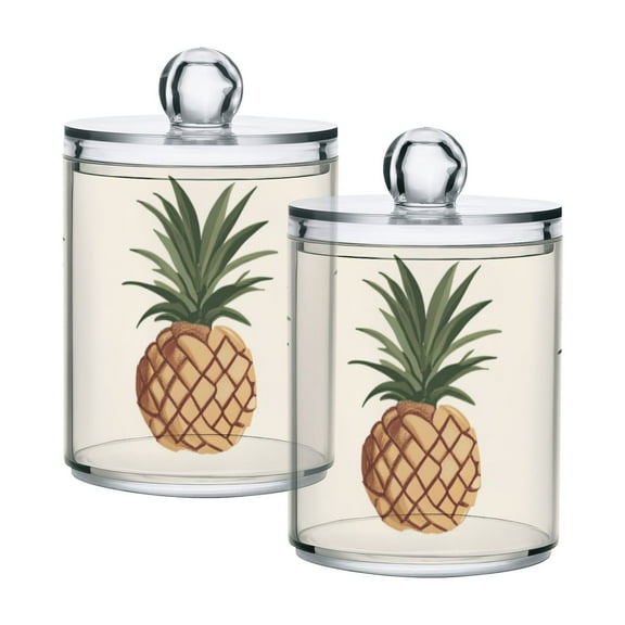 Pineapples Vintage Color Translucent Plastic Cans Storage Canisters with Lid Set of 2