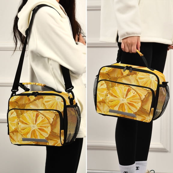 Pineapples Watercolor Lunch Bag Cooler Bag Cooling Tote Portable Shoulder Strap Interior Pockets for Picnic Travel