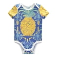 thumbnail image 1 of Pineapples and Blue Abstract Flower Pattern Pure Cotton Bodysuit Short Sleeve Pajamas One-Piece Romper Unisex 3 Months, 1 of 6
