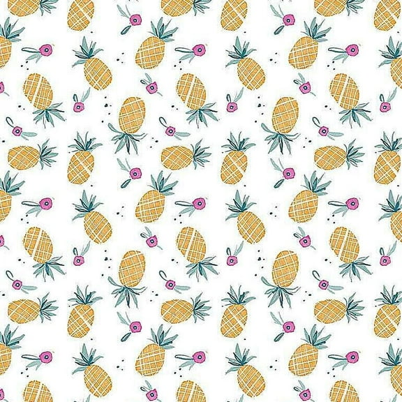 Pineapples fruit cotton fabric - Dear Stella Summer Lovin' Sold by the Quarter Yard