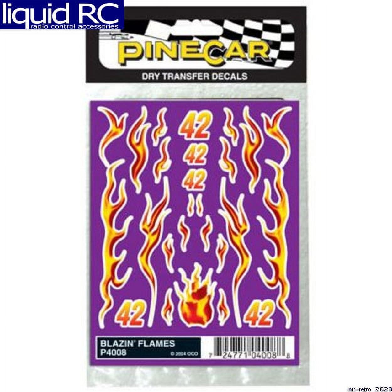 Pinecar 4008 Dry Transfer Decals Blazin Flames