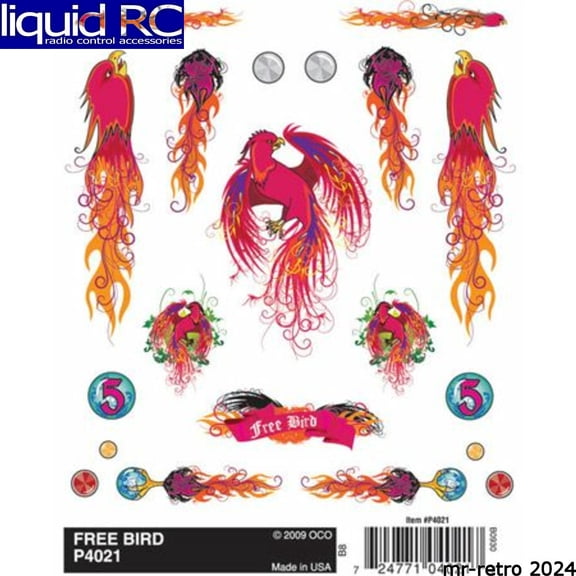Pinecar 4021 Dry Transfer Decals Free Bird