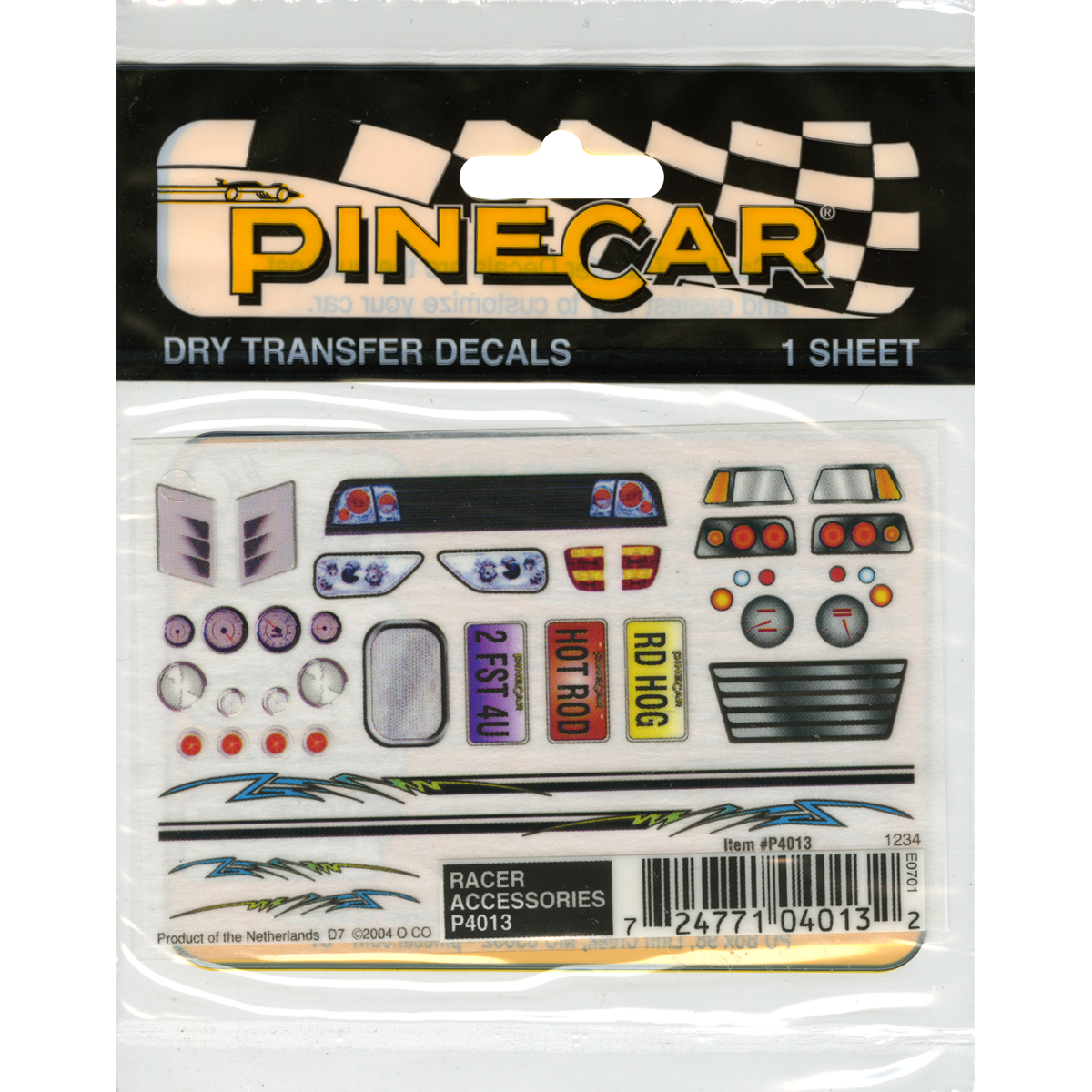 Pinecar Dry Transfer Decals Racer Accessories PIN4013