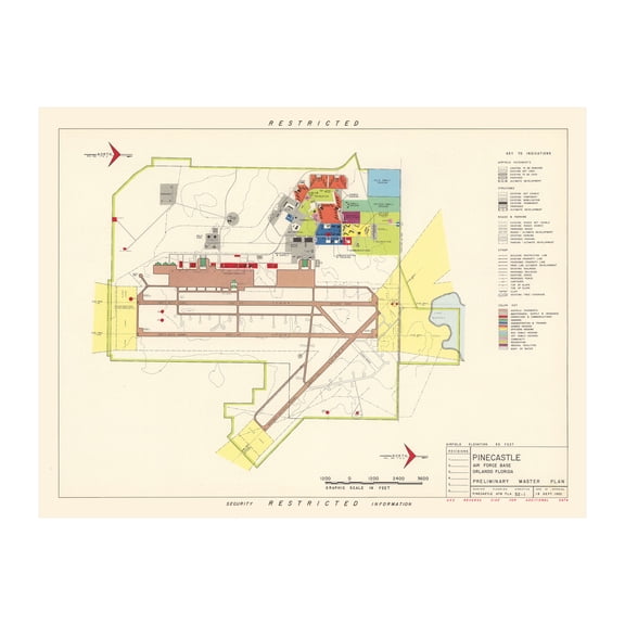 Pinecastle Air Force Base Art, 1952 Vintage Map of Pinecastle Air Force Base History Wall Decor Gift, Old Pinecastle Air Force Base Map - 24" x 18" Unframed Print