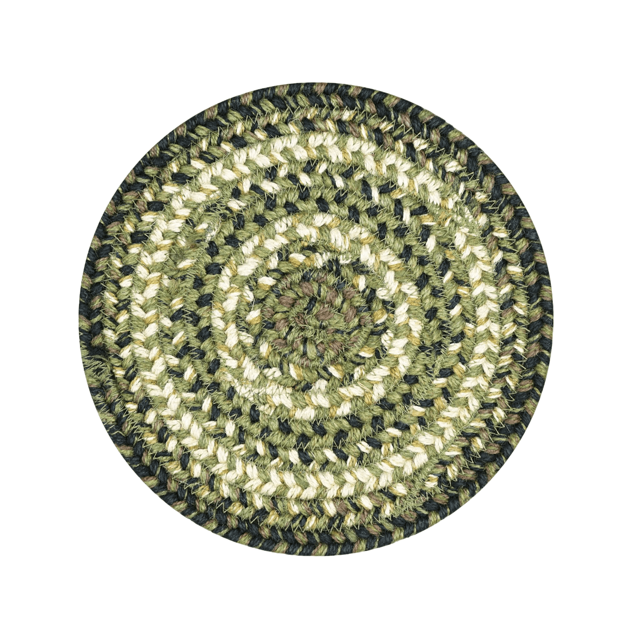 Pinecone 8" Round Green Jute Placemat (Set of 3) Farmhouse Table Decor