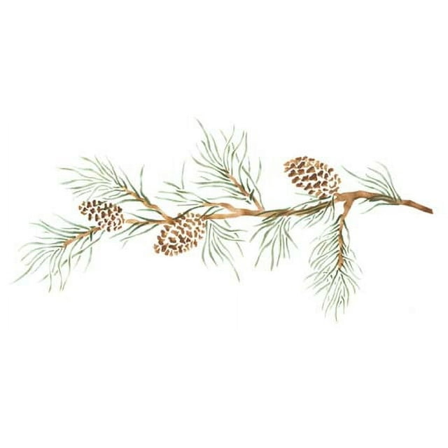 Pinecone Branch Wall Stencil SKU 3233 by Designer Stencils