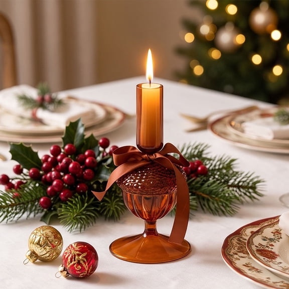 Pinecone Candle Holders with Sturdy Base for Christmas and Fall Home Decoration