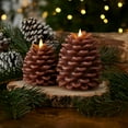 Pinecone Flameless Candle 2pc Set 4x4,5x6 Brown