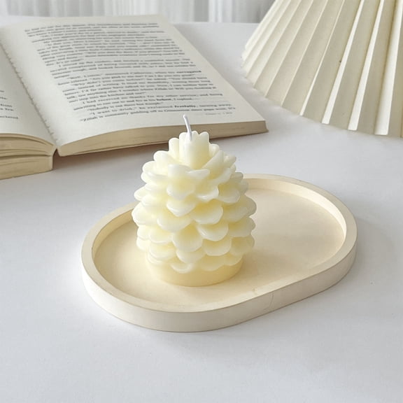 Pinecone Flameless Candle Adobe Chalky Finish Pine Cone Figural, Real Wax scented Candles, Battery Operated with Timer, Holiday Decoration