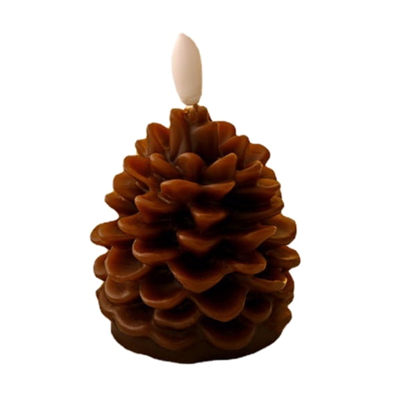 Pinecone Flameless Candle Wax Material Construction Remote Control Included Battery Operated Brown Cute Candle Holders Cylinder Candle Holders Candlestick 4 Candle Holder Centerpiece Centerpiece with