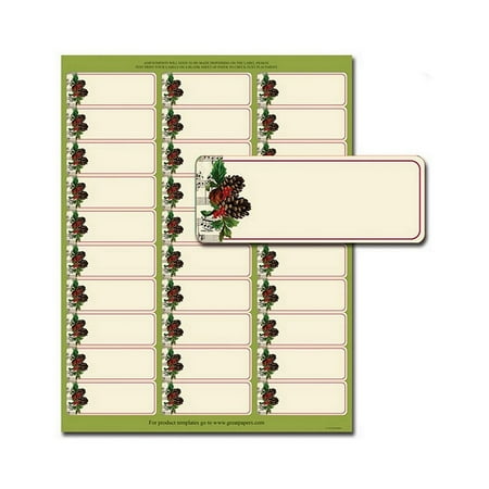 Pinecone Garland Address Labels -1in. x 2 5/8in. - Pack of 150 Labels- blank labels (not personalized) (2014068)