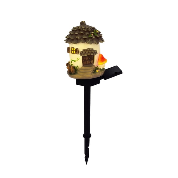 Pinecone House Solar Light Outdoor - Unique Cabin Style Yard Ornament, Weatherproof Resin Solar Lamp, Auto Night Light No Extra Wiring, For Patio Lawn Garden Holiday Home Decor