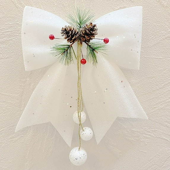 Pinecone And Large Bow Ornament Hanging For Holiday Festive Scene Arrangement Decorative Hanging Piece Hot for Chandelier Small Christmas Rose Beads Decorations Ornament Garland Lighted Birch Garland