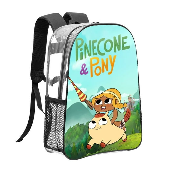 Pinecone & Pony Pattern Transparent Backpack Lightweight And fashionable Showcasing Personality And Leading The Trend