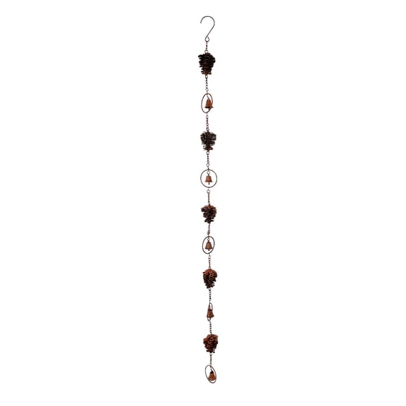 Pinecone Shaped Rain Chain - Gutter Rain Chain, Metal, 44 inches, Decorate Outdoor Space, Easy to Hang, Gift