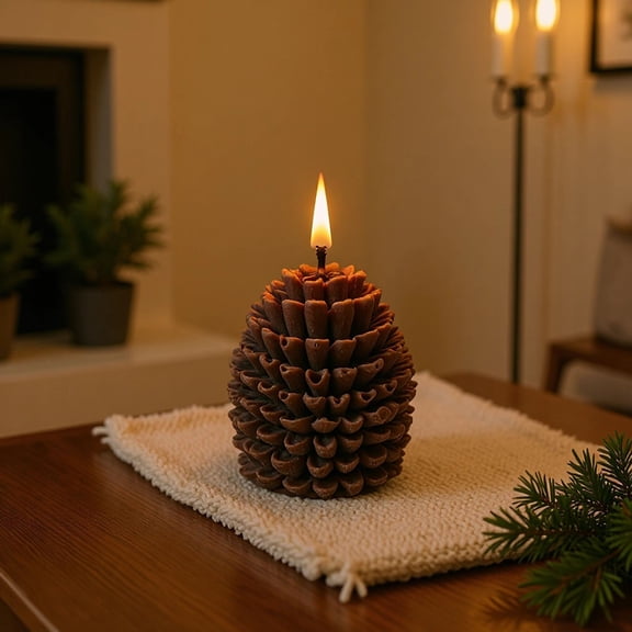 Pinecone Shaped Scented Candle  Handmade Soy Wax Aromatherapy for Christmas & Winter Home Decor