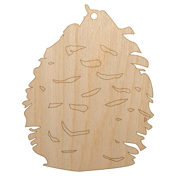 Pinecone Sketch Wood Holiday Christmas Tree Ornament Unfinished DIY Pre-Drilled Craft