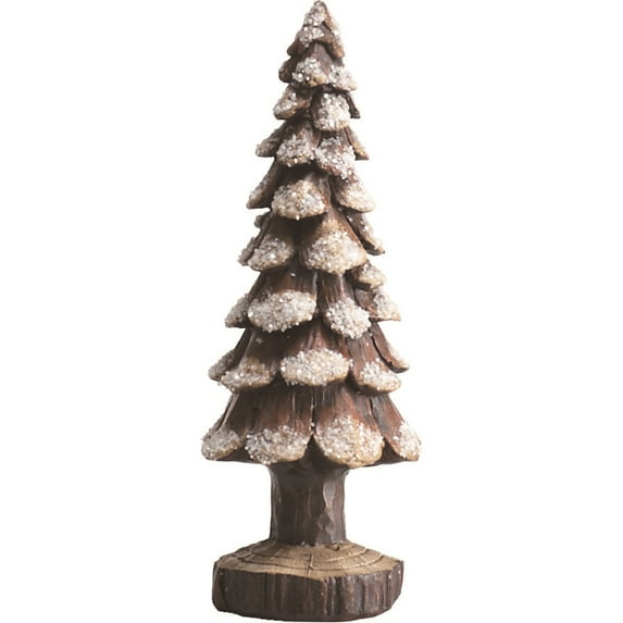 Transpac 6.5 in Multicolor Christmas Pinecone Snow Tree Decorative Object Polyresin Holiday Decor