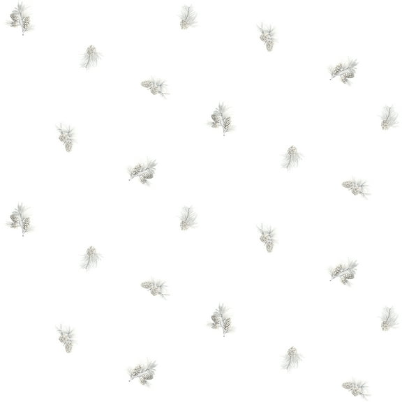 Pinecone Toss Light Grey Conifer Wallpaper