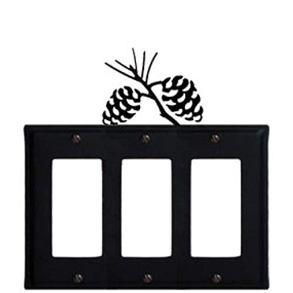 Village Wrought Iron Eggg89 8 Inch Pinecone Triple Gfi Cover, Black