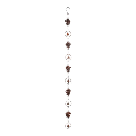 Pinecone Umbrella-Shaped Rain Chain Outdoor Garden Wind Chime Decorative Water Drainage Chain for Patio, Terrace, Yard, and Rainwater Harvesting