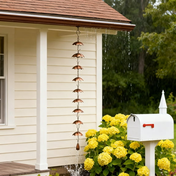 Pinecone Umbrella-shaped Rain Chain, Outdoor Metal Garden Art Wind Chime, Drainage Chain for Patio, Terrace Use & Rainwater Harvesting
