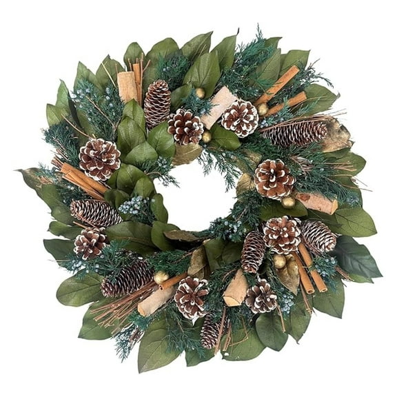 Pinecone Wreath 19 Inch - Natural Preserved Pine & Juniper Holiday Wreath for Front Door, Winter Decor, Christmas Wreath with Birch & Cinnamon