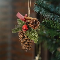 Pinecone and Cinnamon Stick Christmas Hanging Decor, Natural Scented Ornaments for Tree and Wreath, Rustic Holiday Home Ambiance Decoration(Brown)