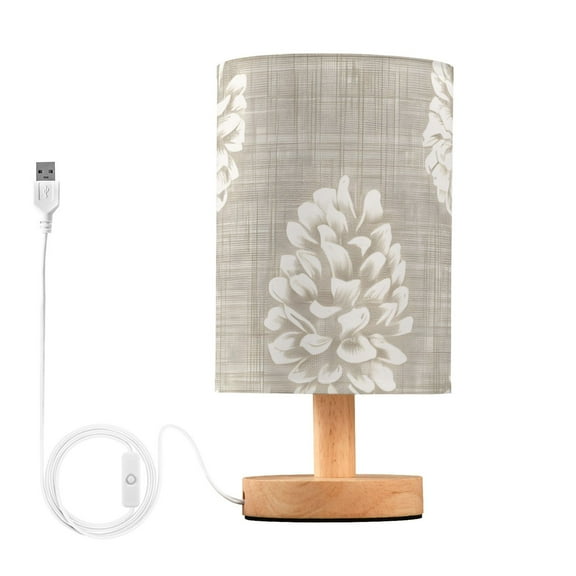 Pinecones Hand Painted Table Lamp with USB Port LED Warm Light Lamp Night Light Home Decor